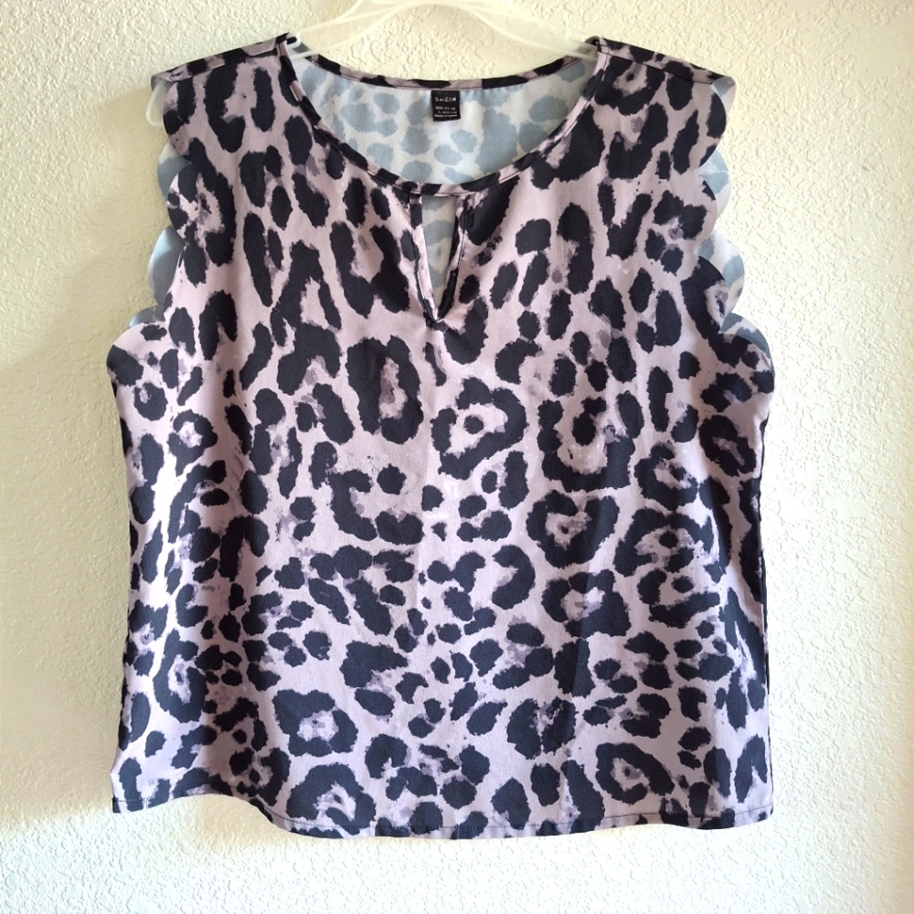 Leopard Cheetah Print Mobwife SHEIN Scallop Sleeves 🟠